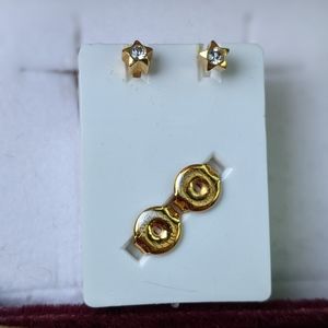 Gold plated star earrings w/diamonds